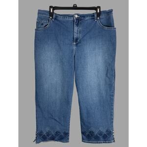 Gloria Vanderbilt Jeans Amanda Capris Embroidered Hem Bottom Size 18W